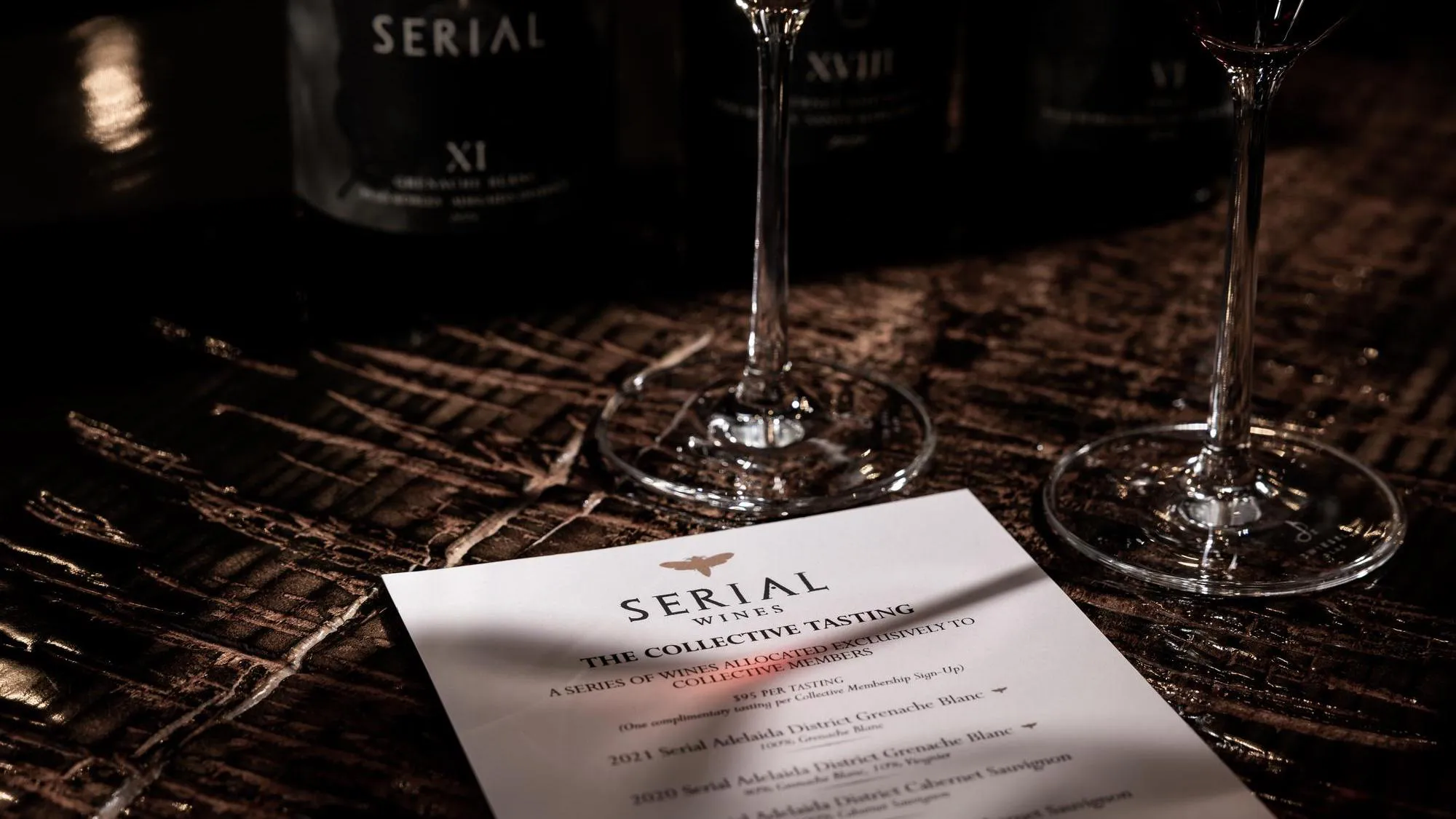 Serial Wines Menu on a table