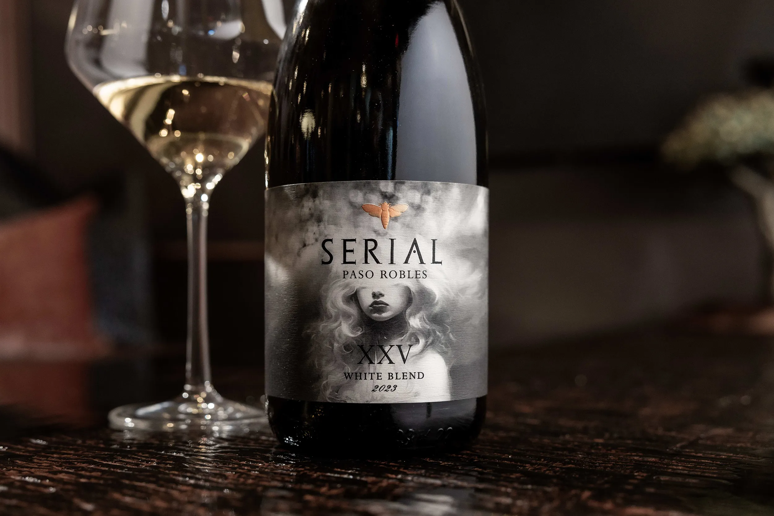 Serial Wine bottle and glass